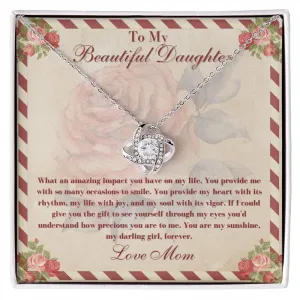 To My Beautiful Daughter Necklace from Mom, Mother to Daughter Necklace, Necklace for Daughter, Graduation, Birthday, Valentines Day, Christmas Gift, Wedding Gift For Daughter From Mom