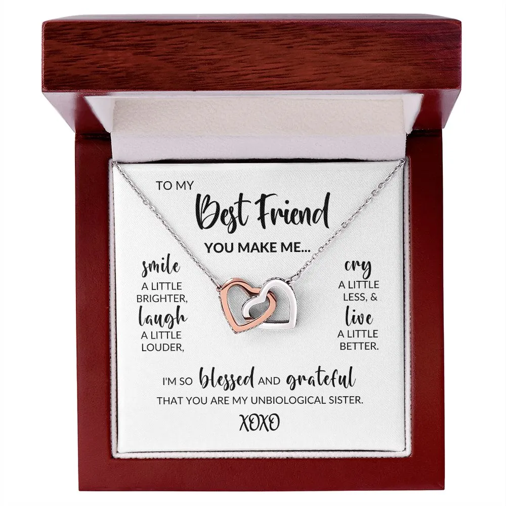 To My Best Friend | Blessed & Grateful | Interlocking Hearts Necklace