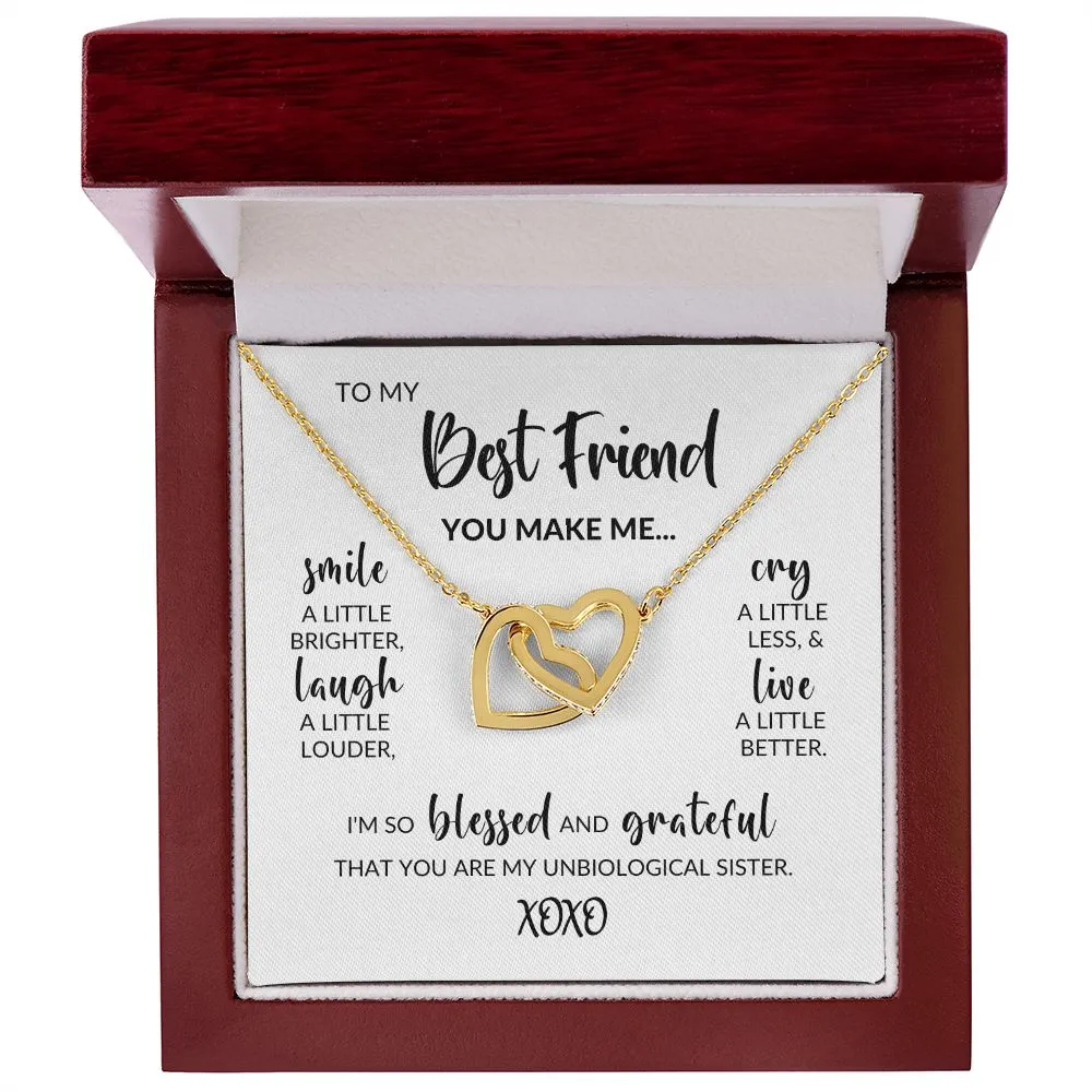 To My Best Friend | Blessed & Grateful | Interlocking Hearts Necklace
