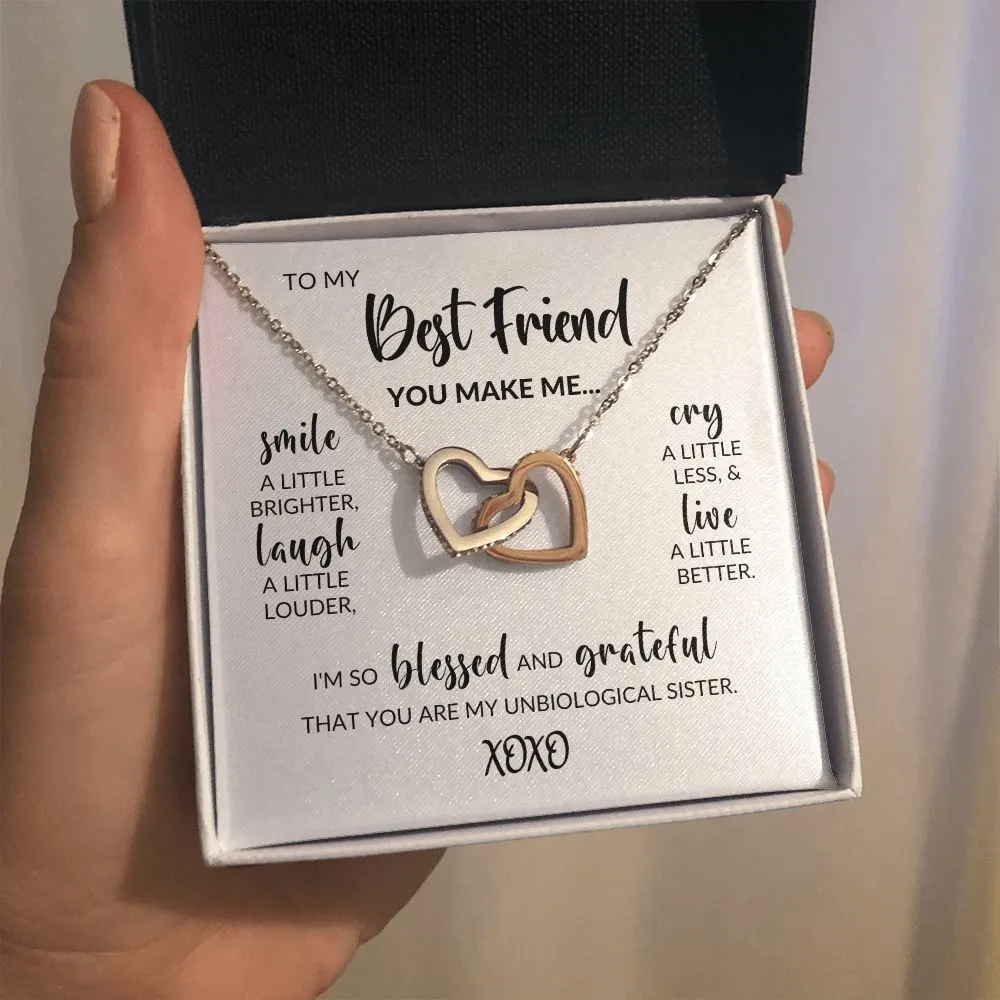 To My Best Friend | Blessed & Grateful | Interlocking Hearts Necklace