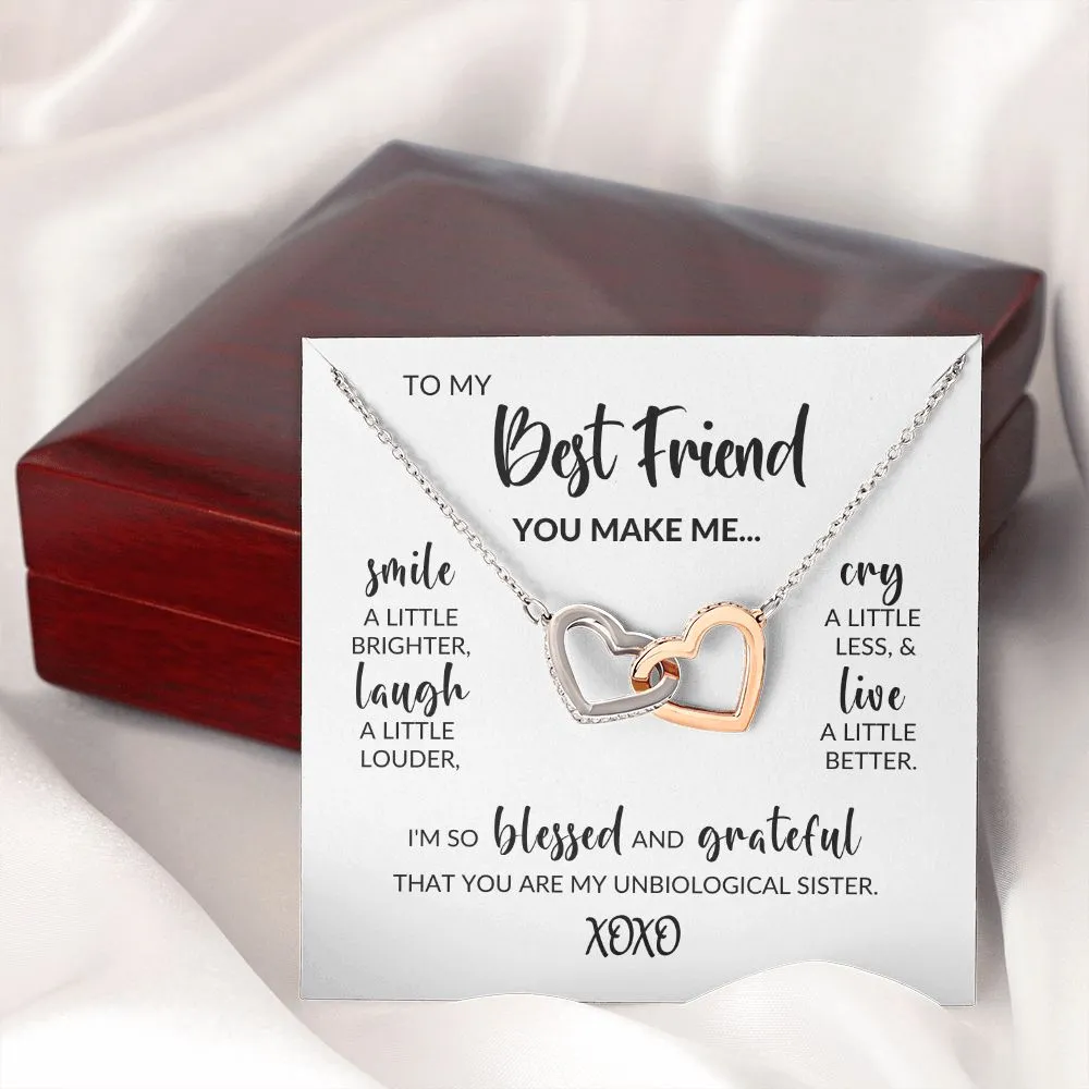 To My Best Friend | Blessed & Grateful | Interlocking Hearts Necklace