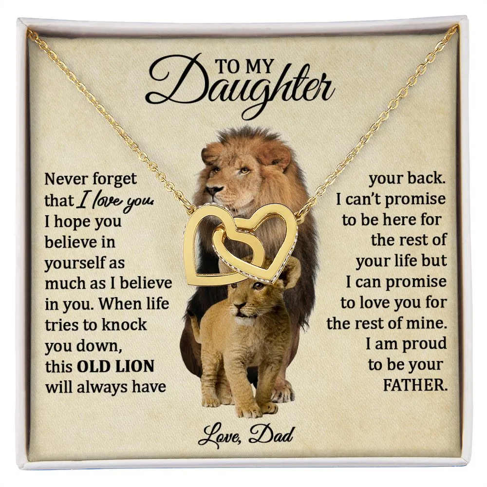 To My Daughter Connected Hearts Necklace (Love Dad) | This Old Lion
