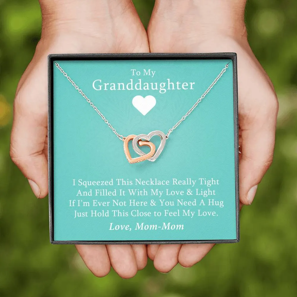 To My Grand Daughter - If I'm Ever Not Here (Love, Mom-Mom) | Beautiful 14k Gold Forever Family Locked Hearts