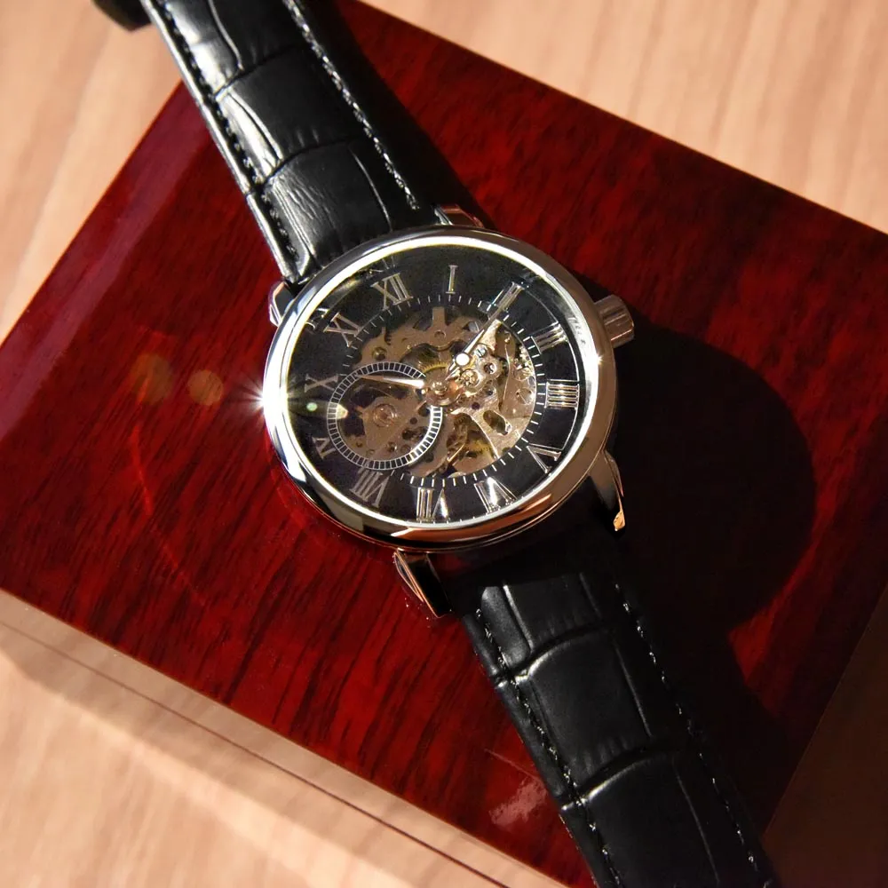 To My Husband | End of Time | Luxury Openface Men's Watch With Genuine Leather Band