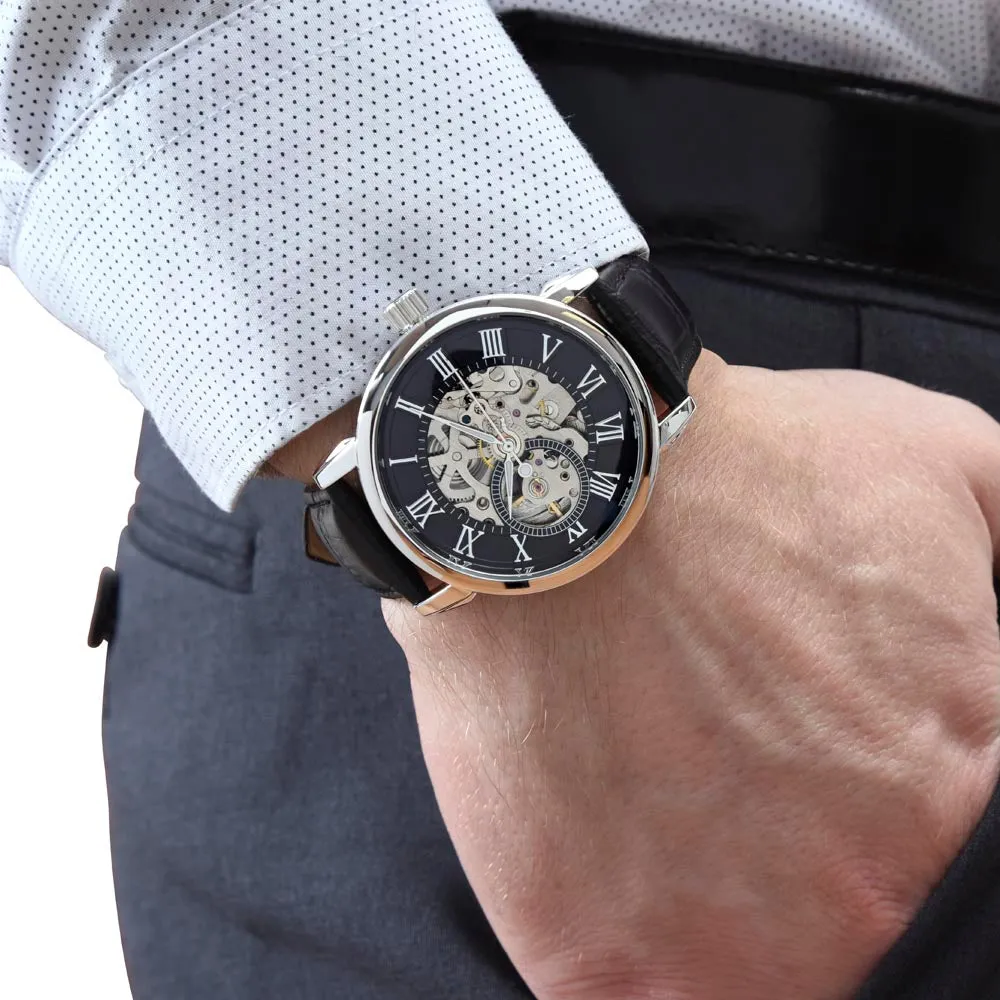 To My Husband | End of Time | Luxury Openface Men's Watch With Genuine Leather Band