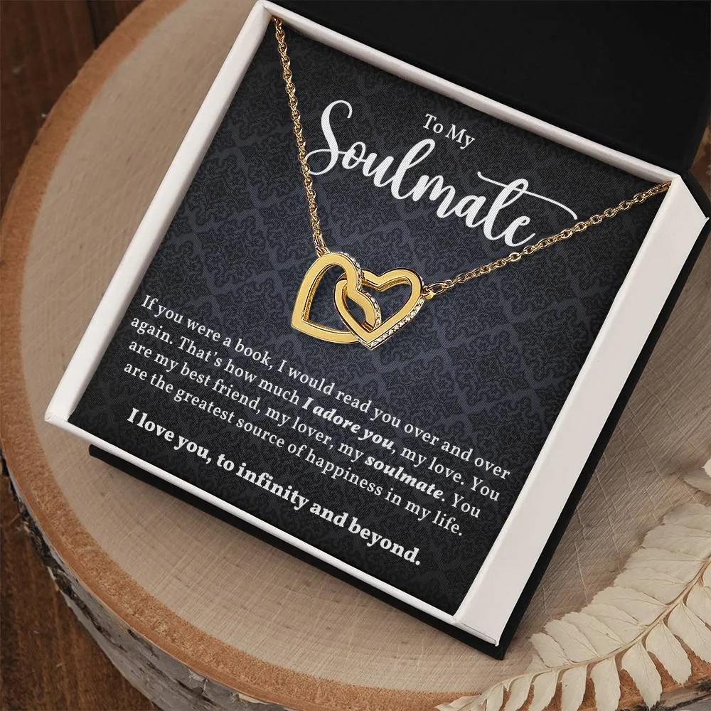 To My Soulmate l Interlocking Heart Necklace2 l Black  Interlocking Hearts Necklace