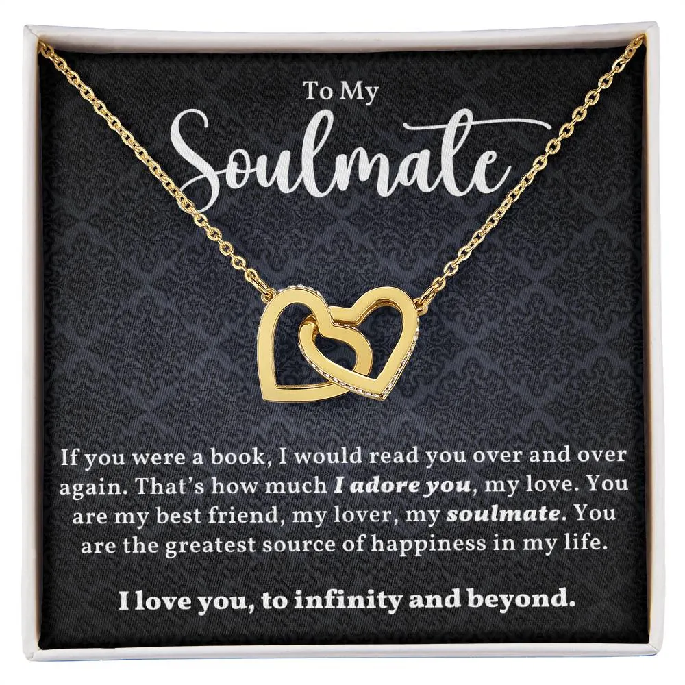 To My Soulmate l Interlocking Heart Necklace2 l Black  Interlocking Hearts Necklace
