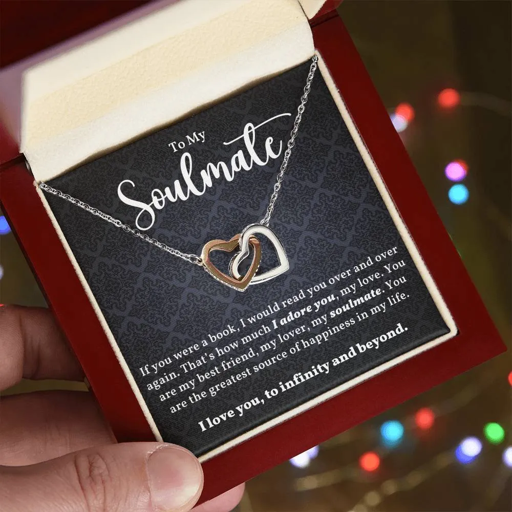 To My Soulmate l Interlocking Heart Necklace2 l Black  Interlocking Hearts Necklace