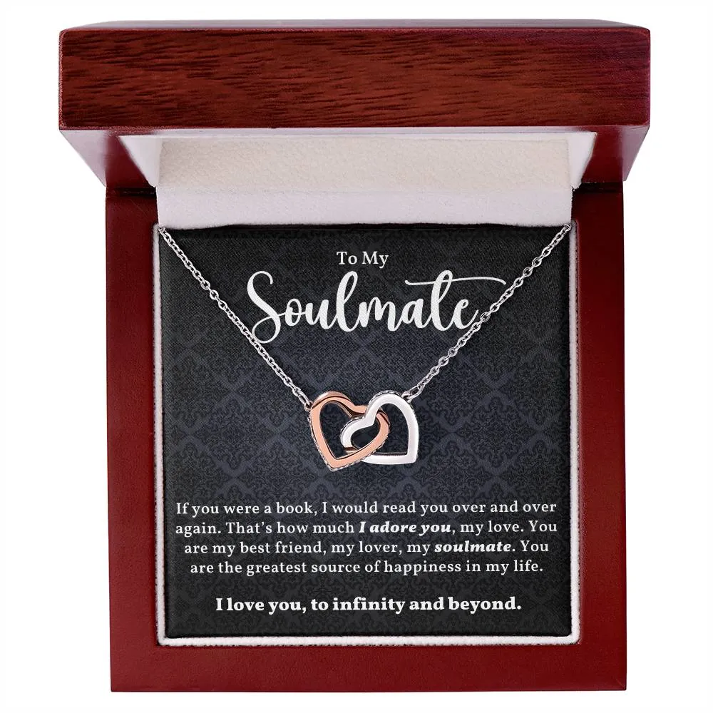 To My Soulmate l Interlocking Heart Necklace2 l Black  Interlocking Hearts Necklace