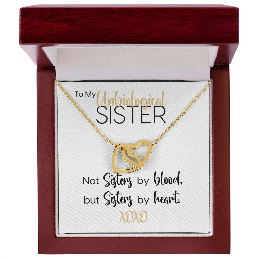 To My Unbiological Sister | Sisters By Heart | Interlocking Hearts Necklace