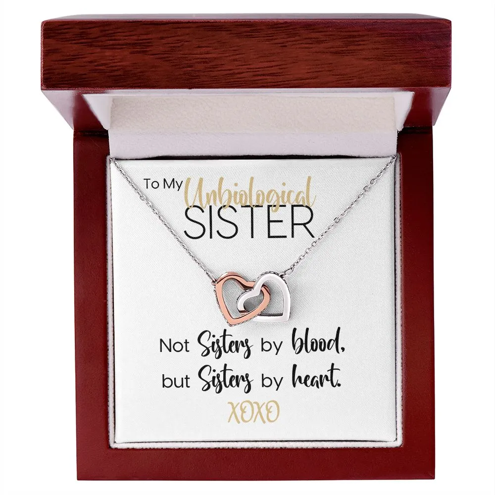 To My Unbiological Sister | Sisters By Heart | Interlocking Hearts Necklace