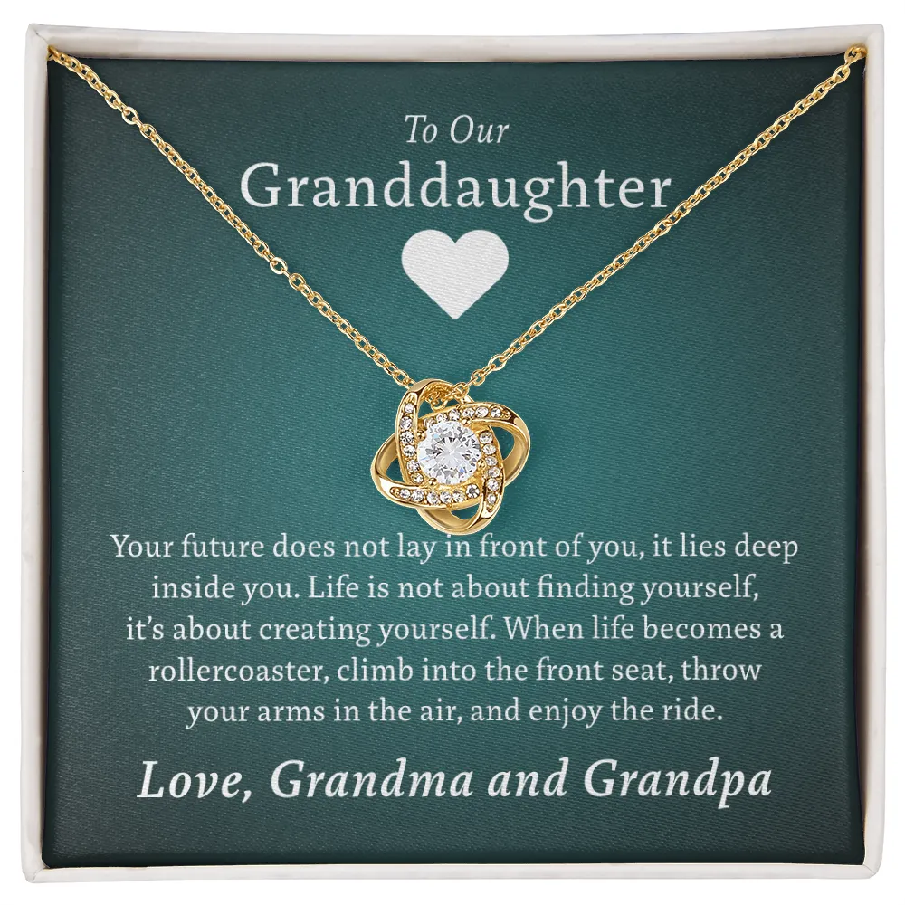 To Our Granddaughter (From Grandma & Grandpa) - Enjoy the Ride | Gold and Stainless Steel Knot Necklace