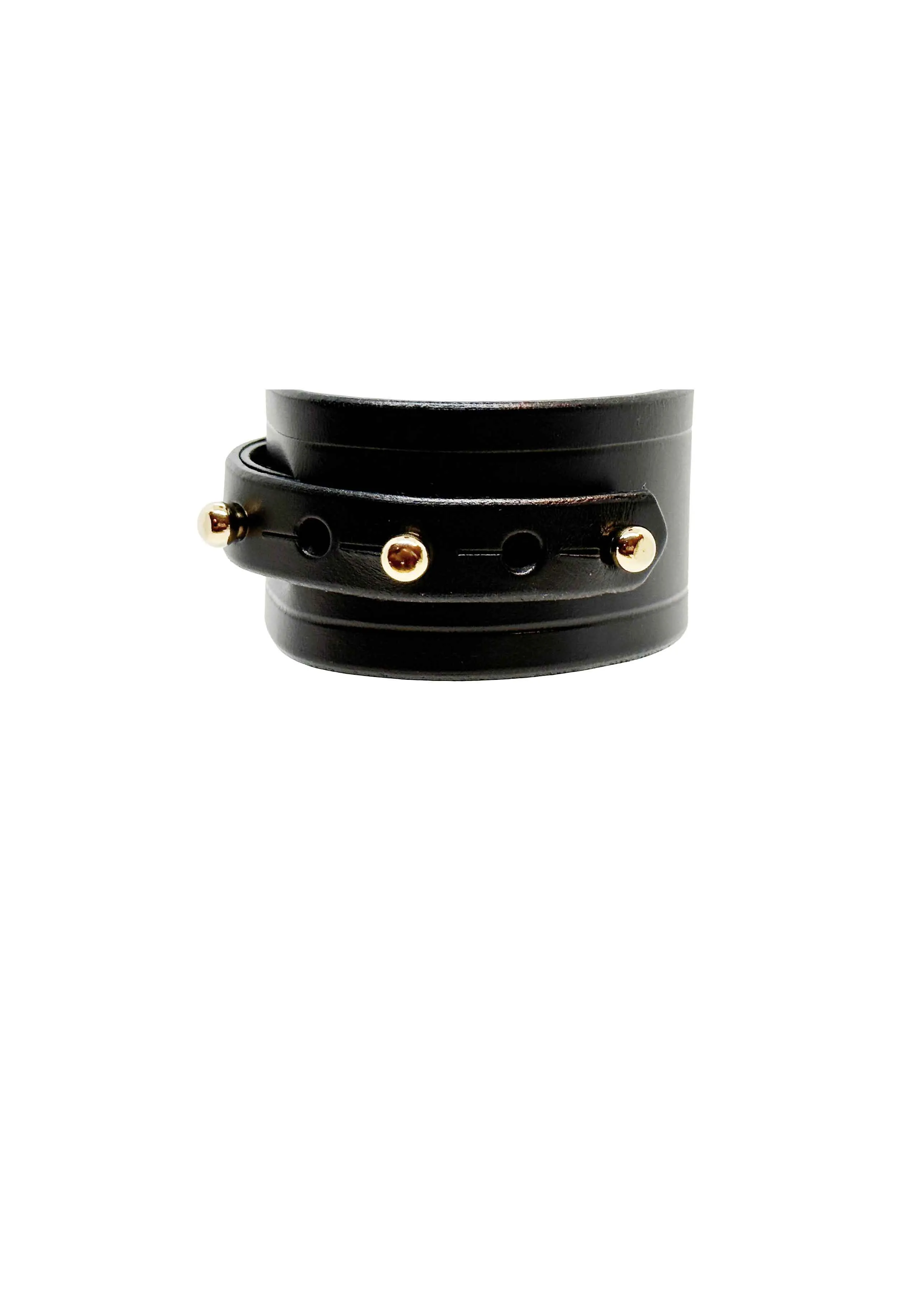 Toggle Wrap Leather Cuff, Black