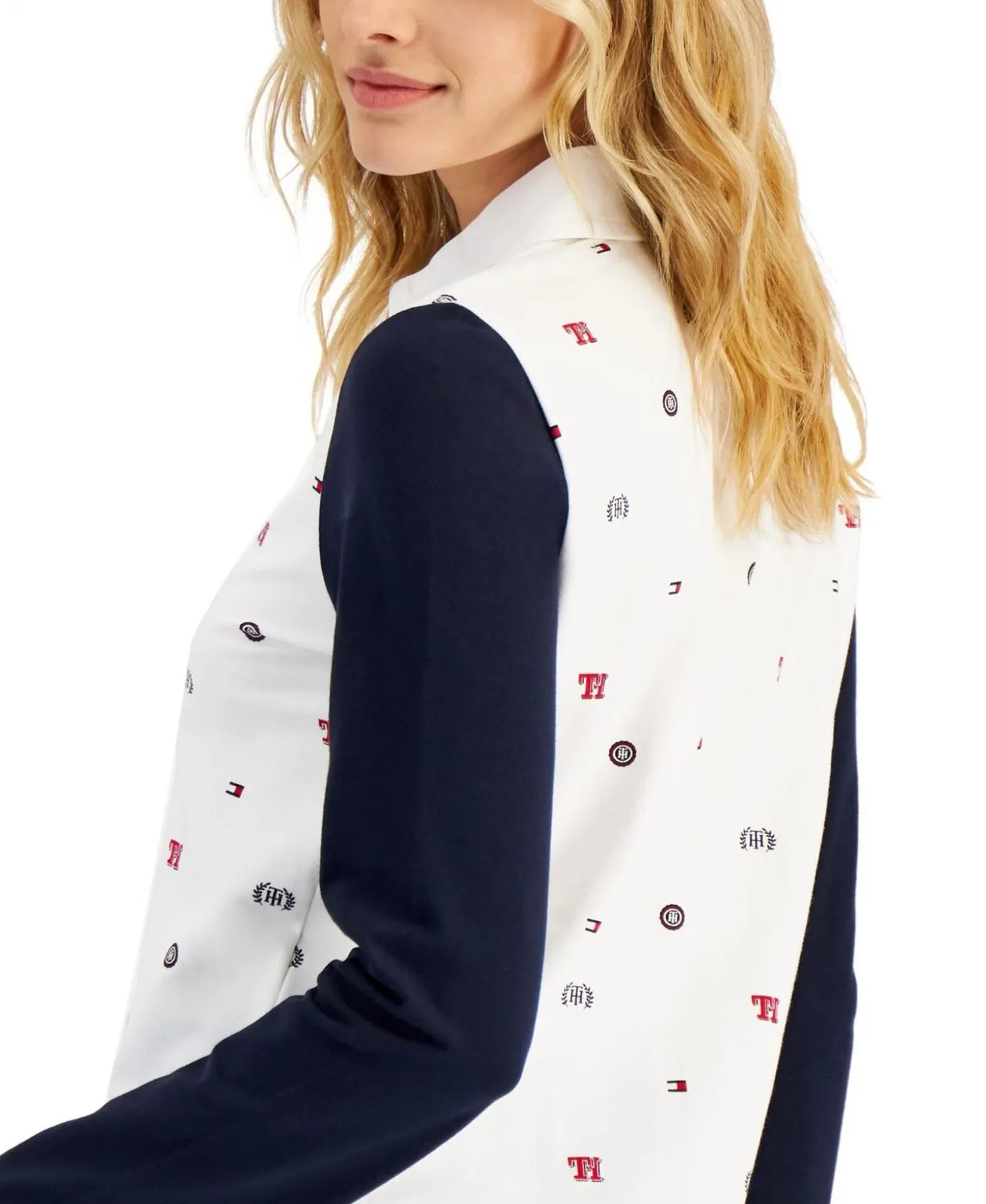 Tommy Hilfiger Womens Multi Badge Rugby Polo Shirt J2AHH539 Bright White Multi M