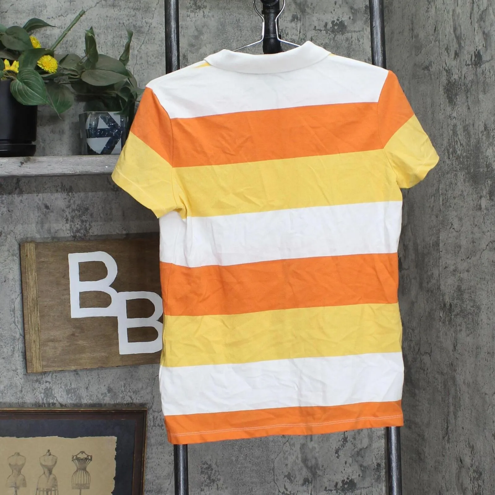 Tommy Hilfiger Womens Rugby Striped Polo Shirt J9EHN257 Orange Multi M