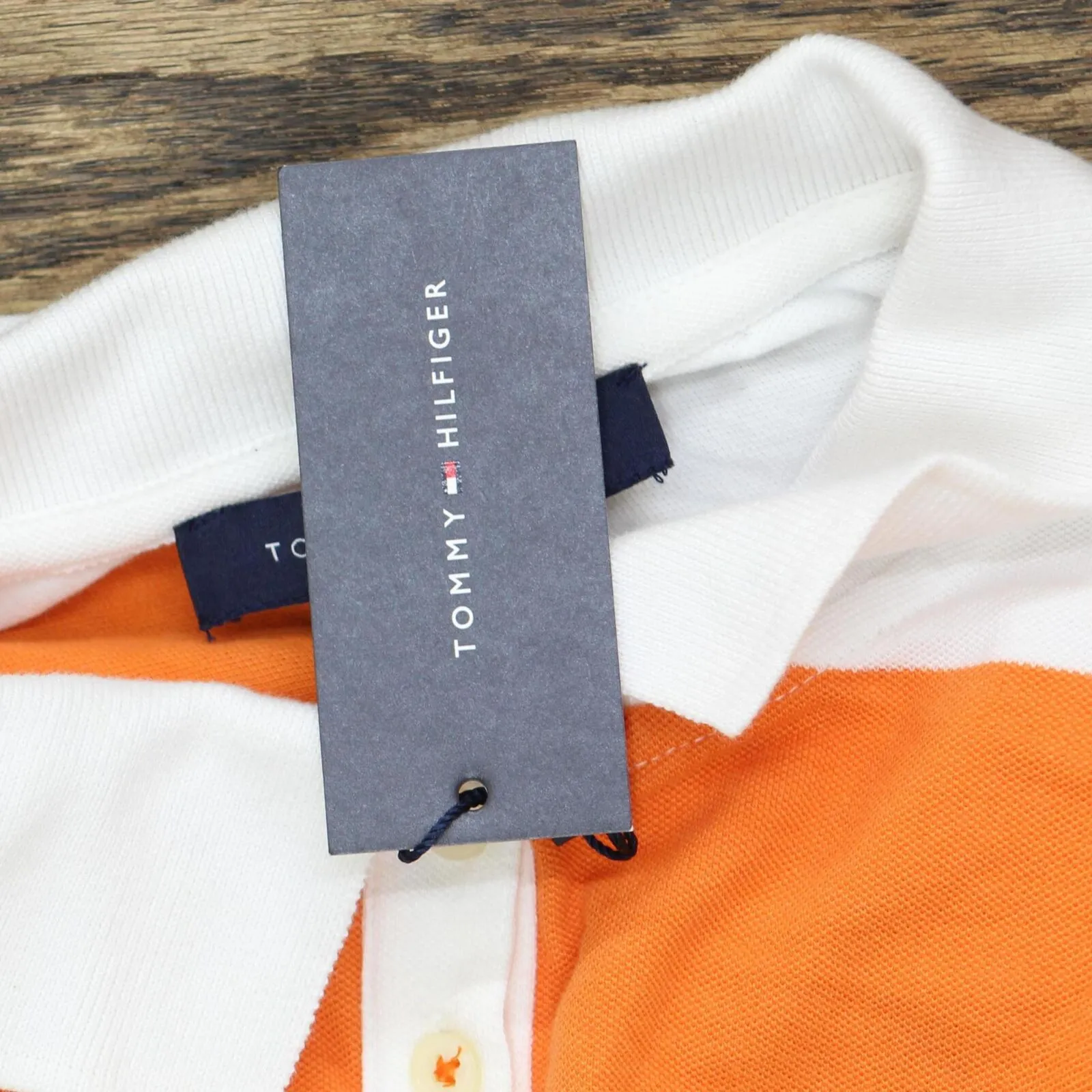 Tommy Hilfiger Womens Rugby Striped Polo Shirt J9EHN257 Orange Multi M