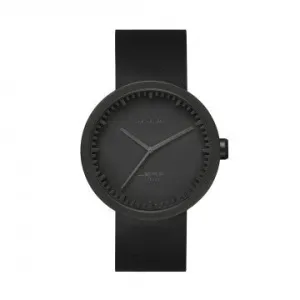 Tube watch D42 matt black with black leather strap