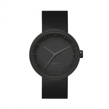Tube watch D42 matt black with black leather strap