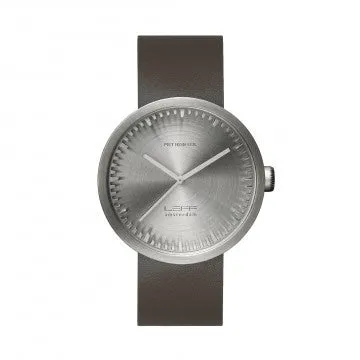 Tube watch D42 steel with brown leather strap