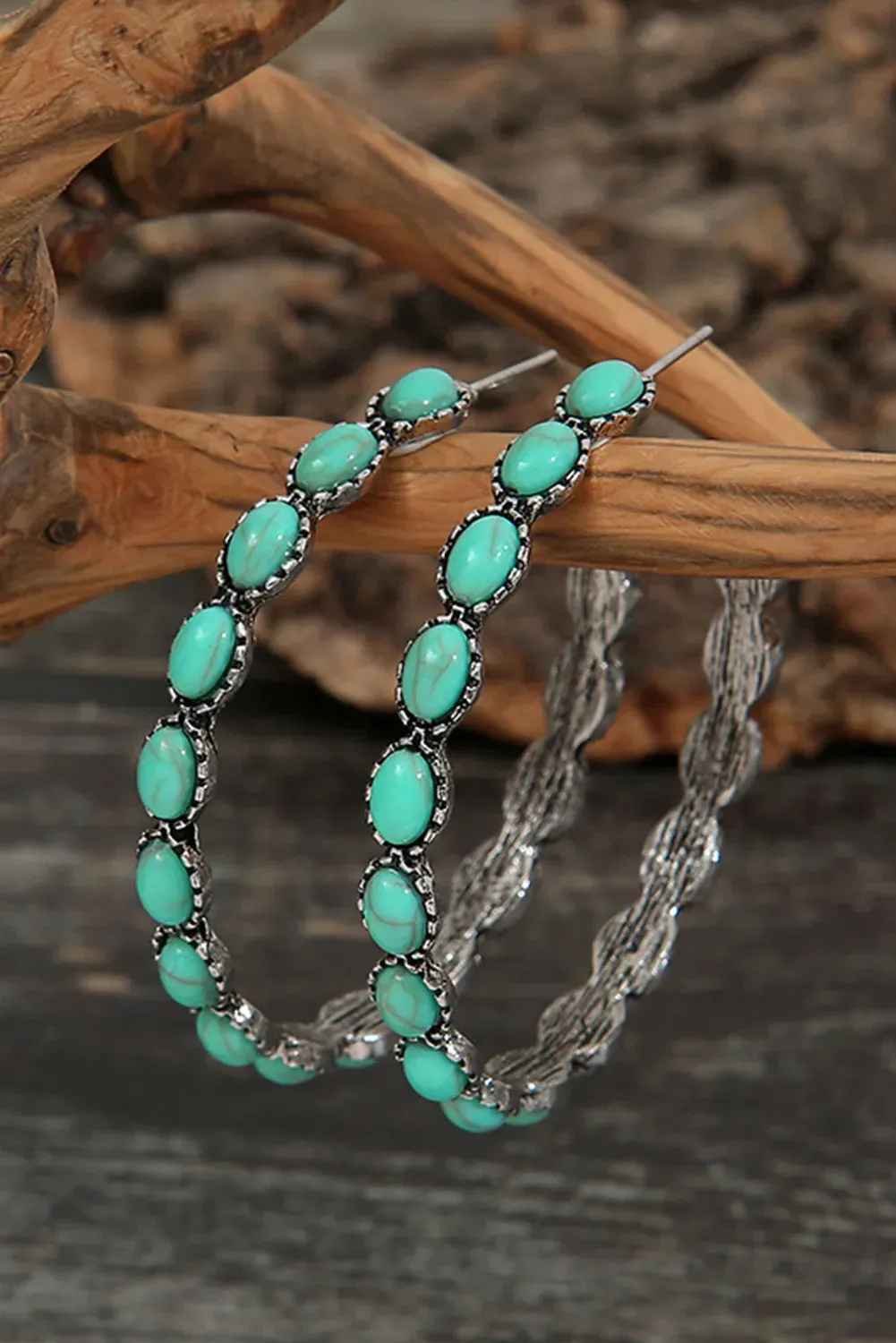 TURQUOISE INLAY HOOP EARRING