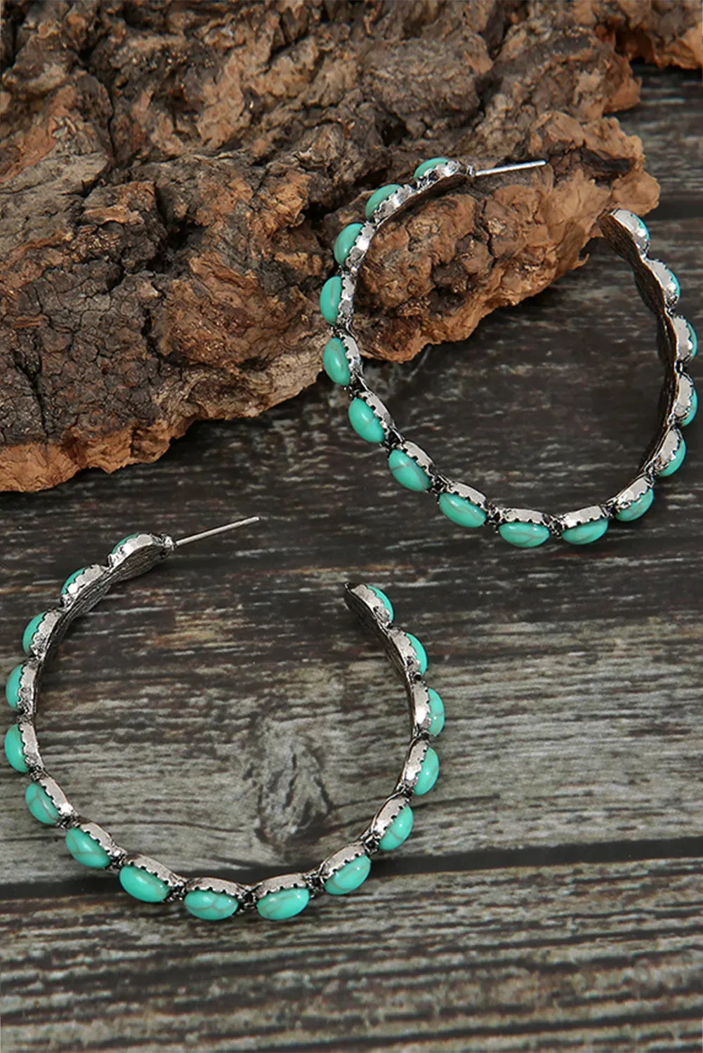 TURQUOISE INLAY HOOP EARRING