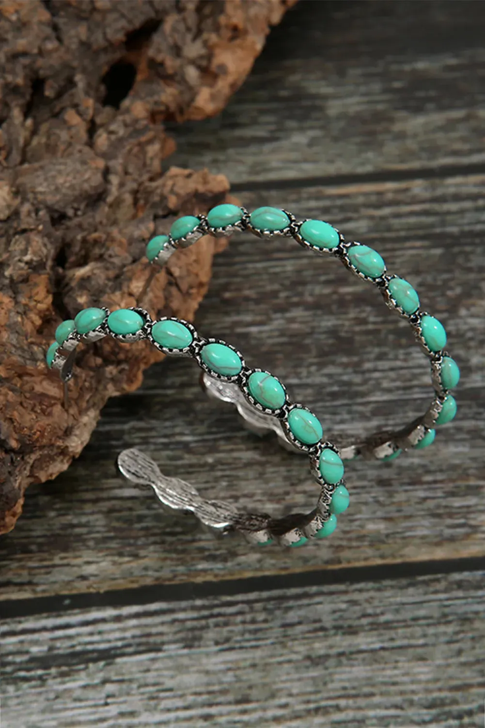 TURQUOISE INLAY HOOP EARRING