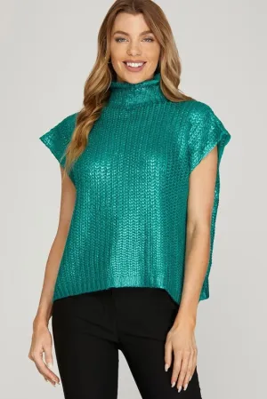 TURQUOISE KNIT TURTLENECK