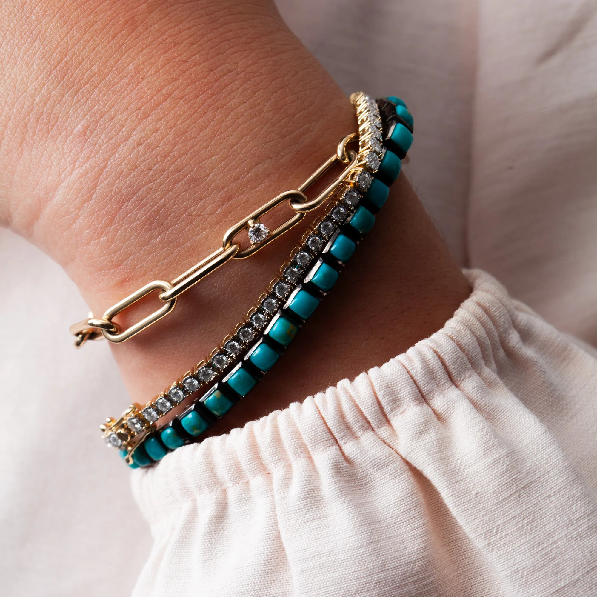 Turquoise Mini Tile Tennis Bracelet