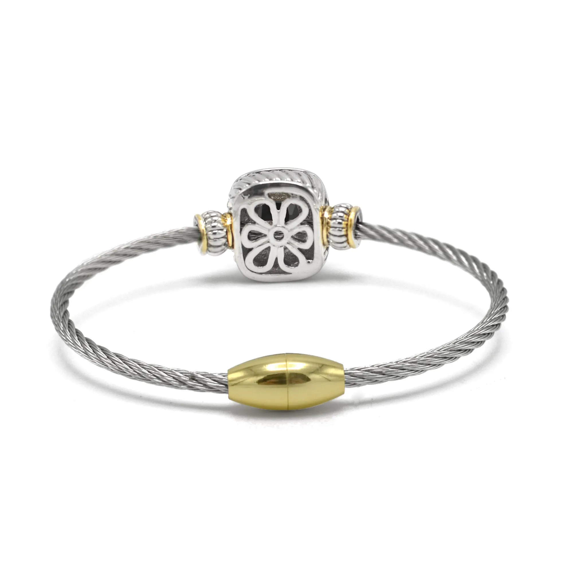 TWO TONE BLACK CRYSTAL CLASSIC CABLE BRACELET #93099BR-JET (FF11)
