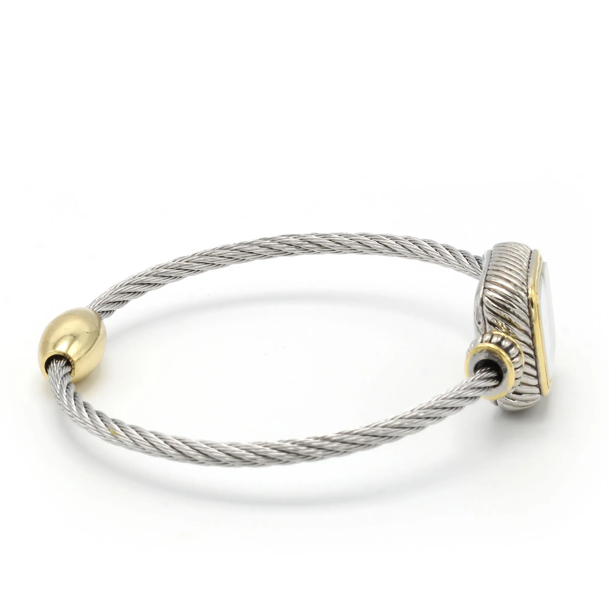 TWO TONE MOTHER OF PEARL CLASSIC CABLE BRACELET #12506BRMOP (FC5)