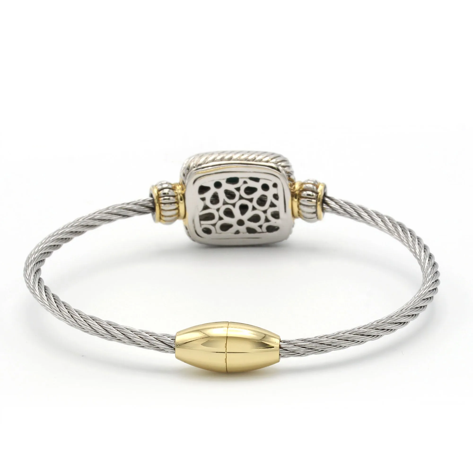 TWO TONE MOTHER OF PEARL CLASSIC CABLE BRACELET #12506BRMOP (FC5)