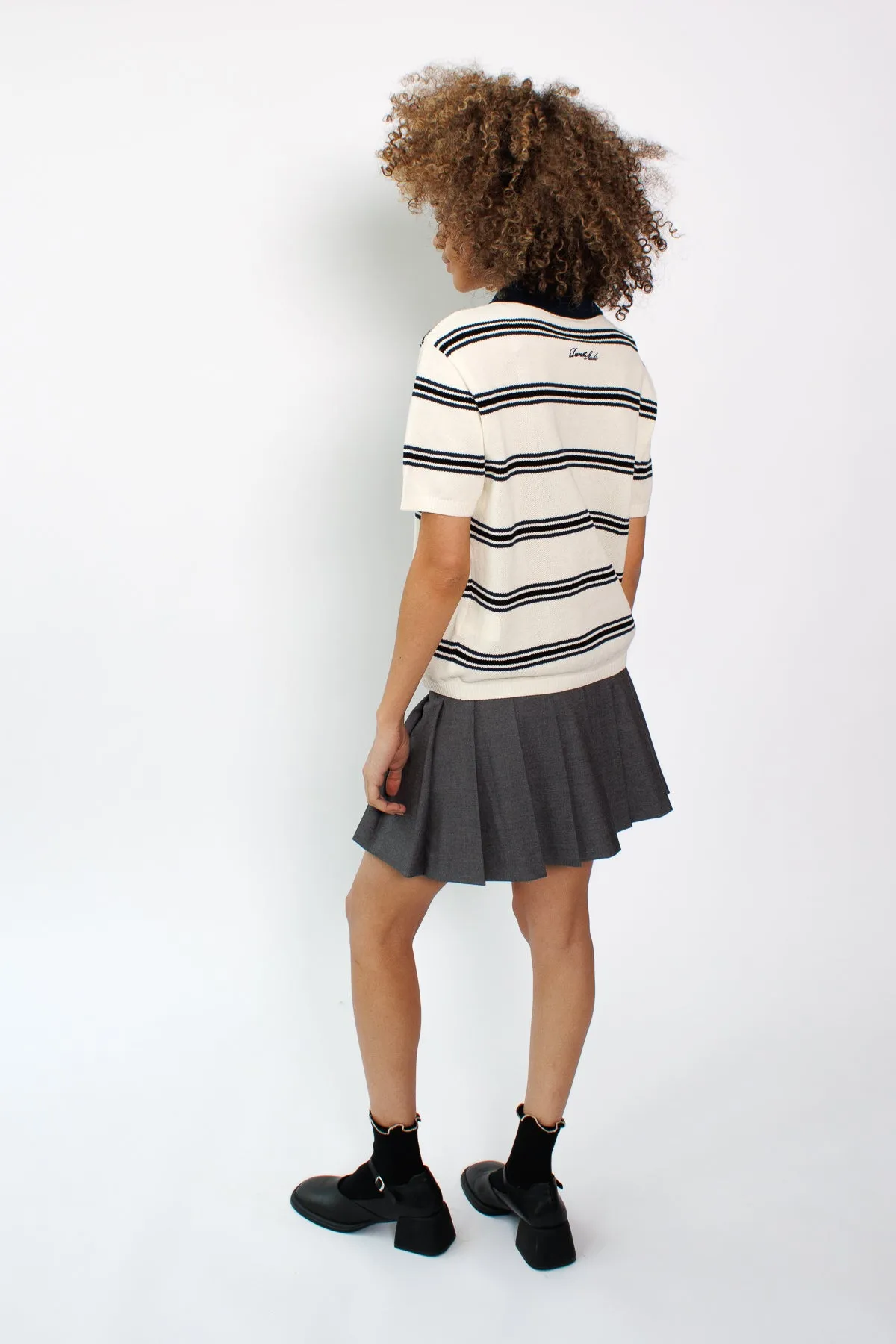 Unisex Striped Polo Knit