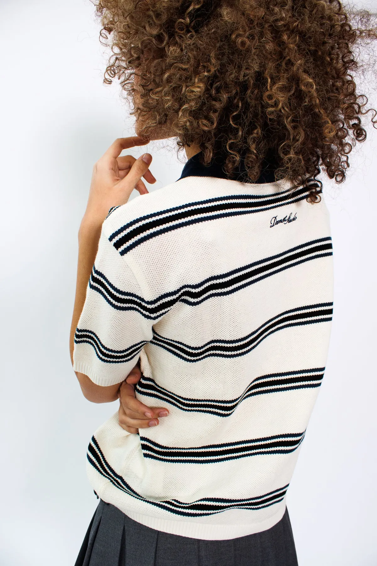 Unisex Striped Polo Knit