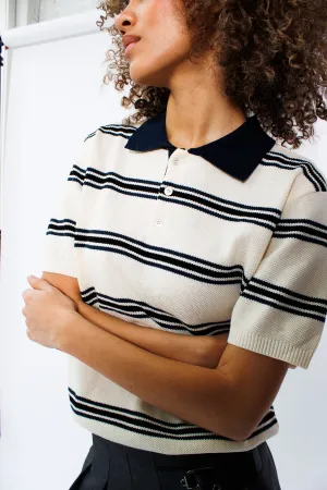 Unisex Striped Polo Knit