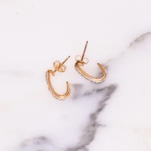 Vintage 1980s Sterling Silver and 18kt Gold Milgrain Small Hoop Earrings