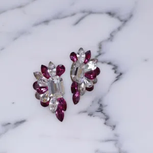 Vintage 1980s Wendy Gell Style Pink and Diamante Statement Earrings