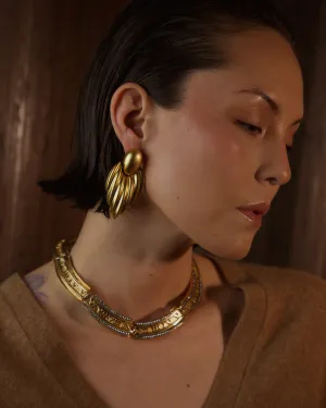 Vintage 80's Matte Gold Tube Drop Earrings