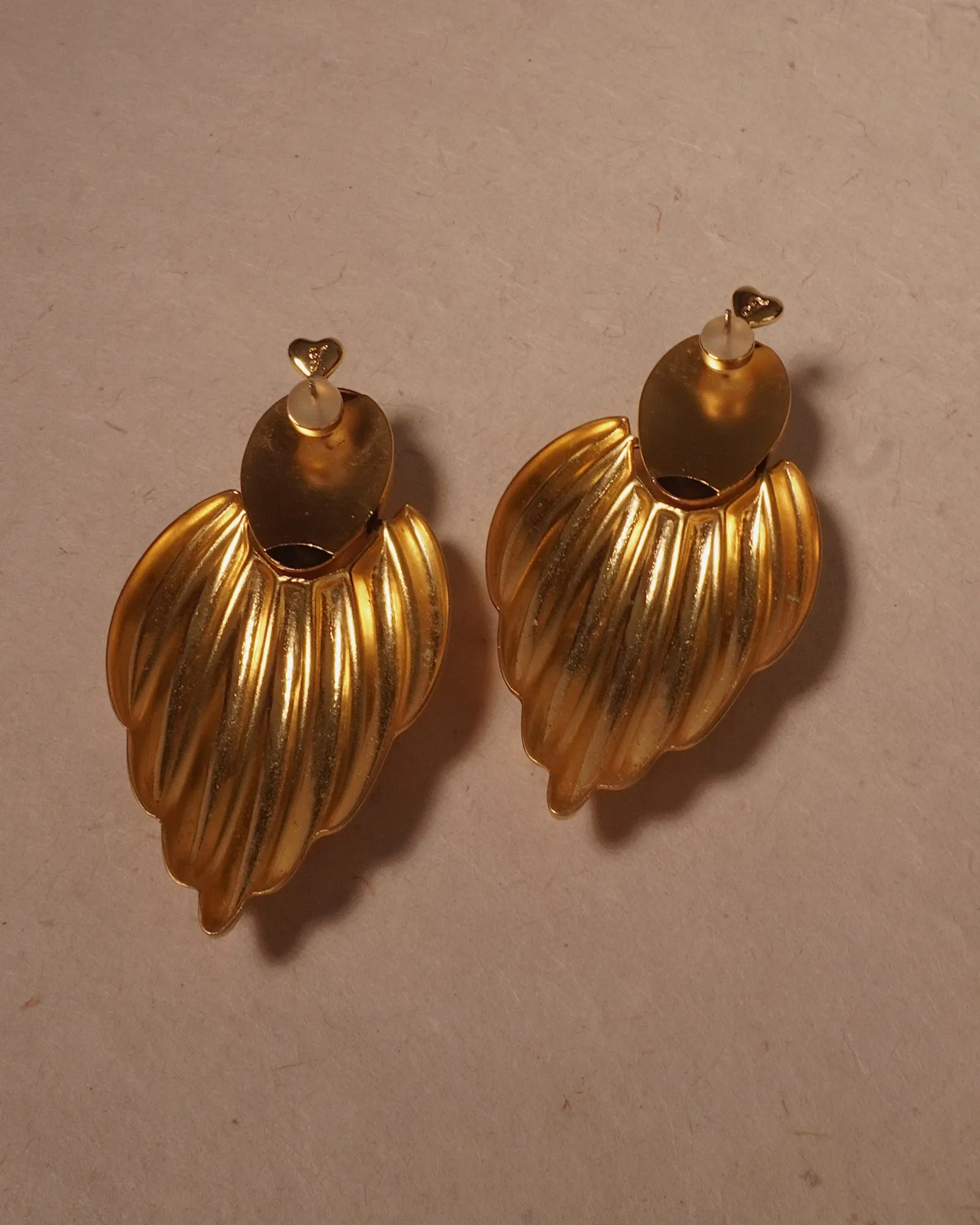 Vintage 80's Matte Gold Tube Drop Earrings