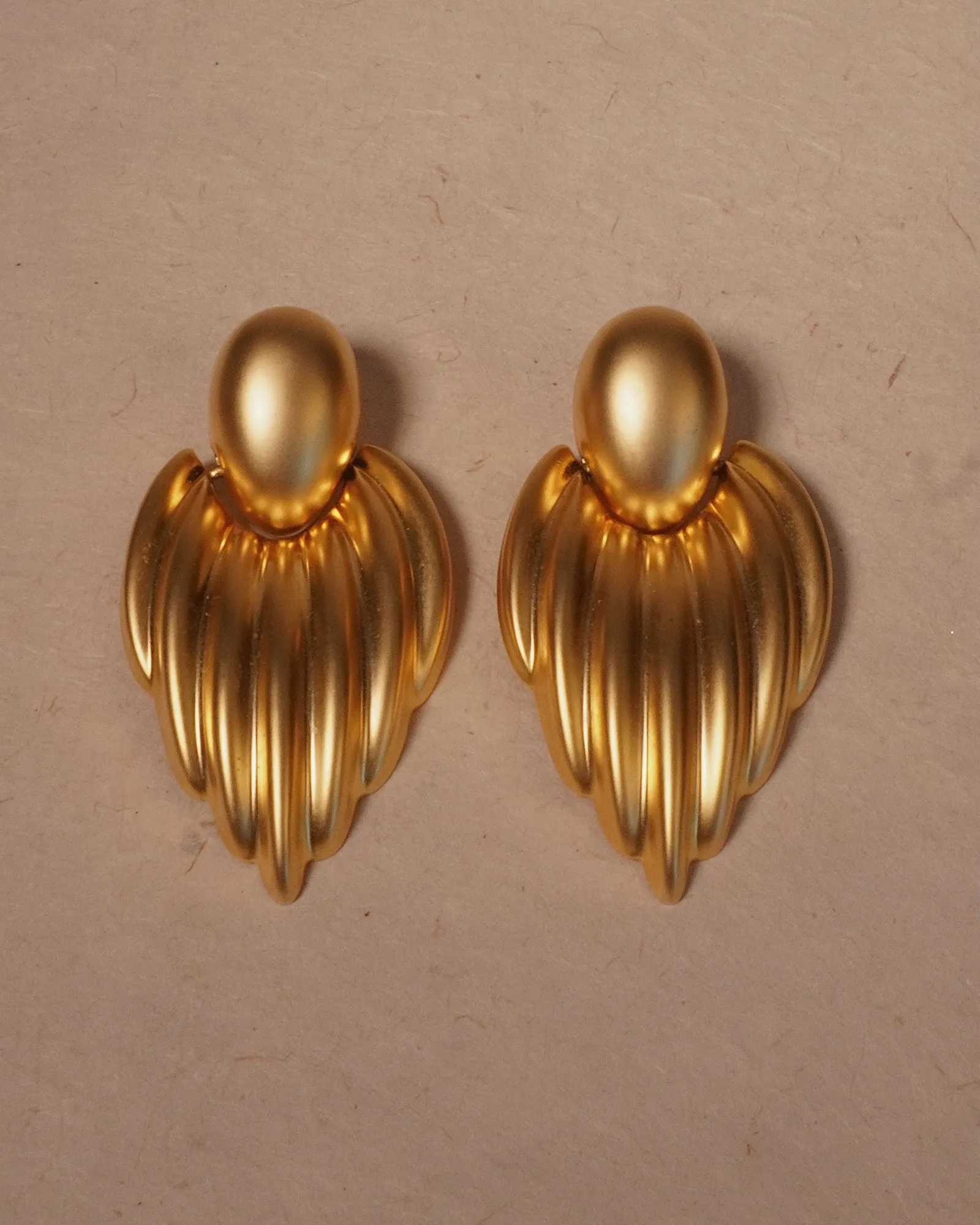 Vintage 80's Matte Gold Tube Drop Earrings