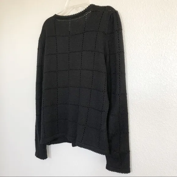 Vintage 90s Wool Blend Black Sequined Cardigan M