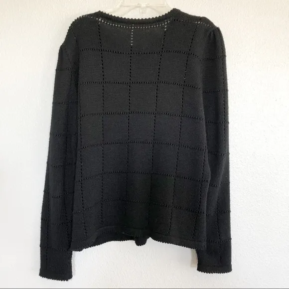 Vintage 90s Wool Blend Black Sequined Cardigan M