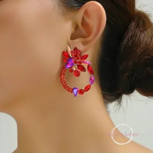 Vintage Allure Post Earrings in Red