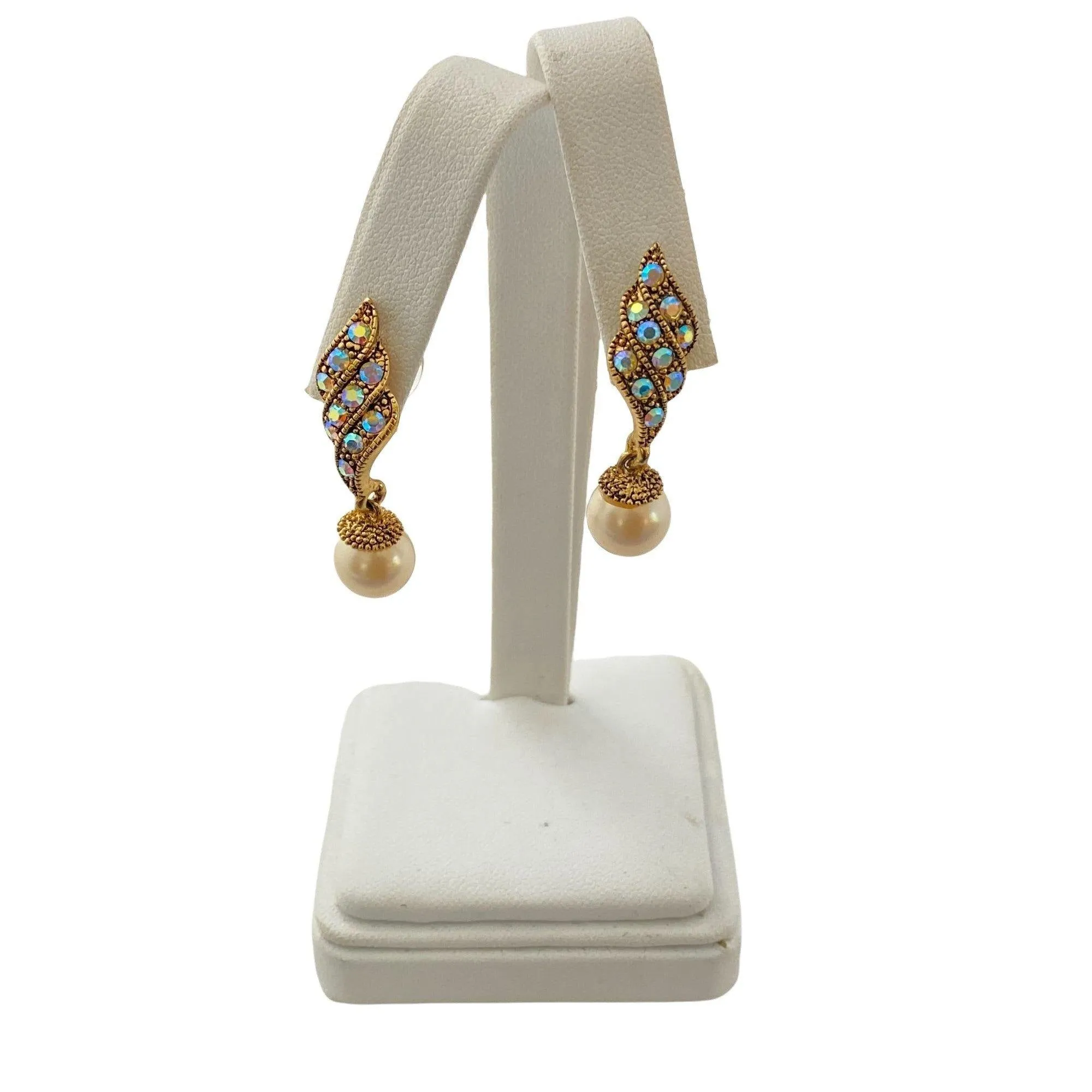 Vintage Aurora Borealis and Faux Pearl Earrings