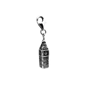 Vintage Big Ben Clock Tower Pendant (Silver)