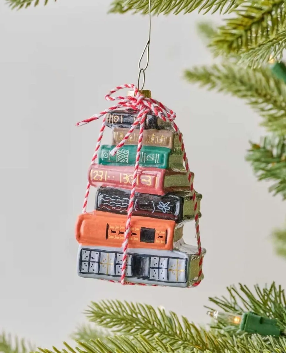Vintage Book Stack Ornament
