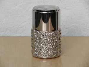 Vintage Bulova Silver Cylindrical Desk Alarm Clock with Compartment