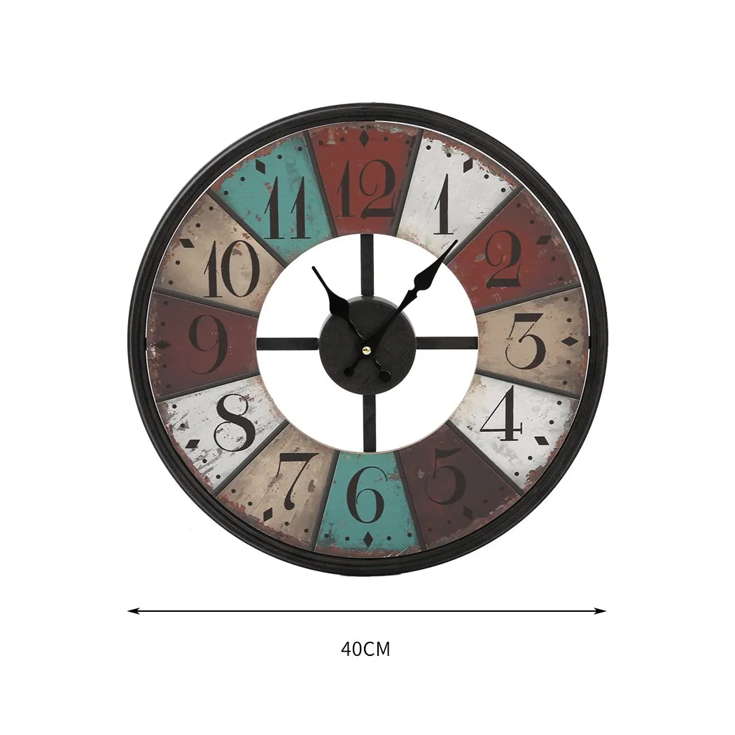 Vintage Chic Wooden Shabby Large Wall Clock Art Round Oversized Digital French
