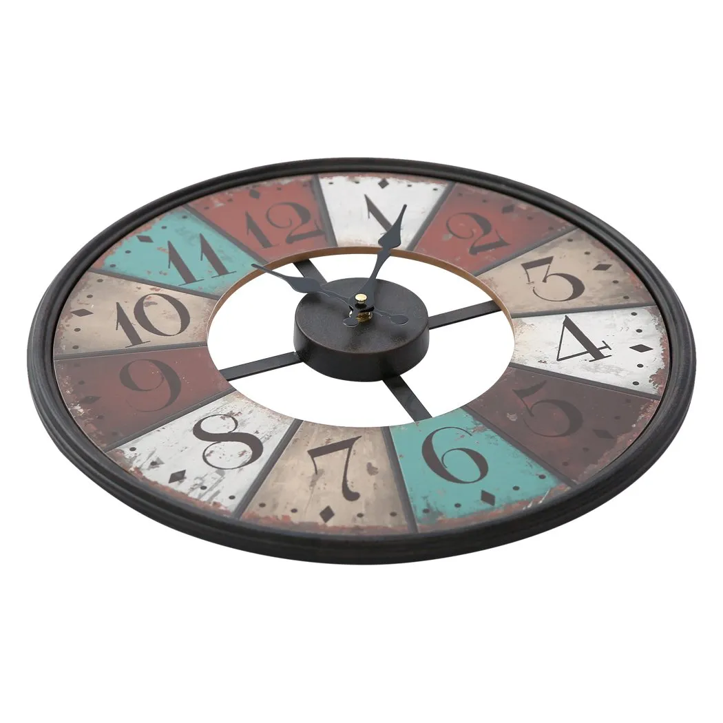 Vintage Chic Wooden Shabby Large Wall Clock Art Round Oversized Digital French