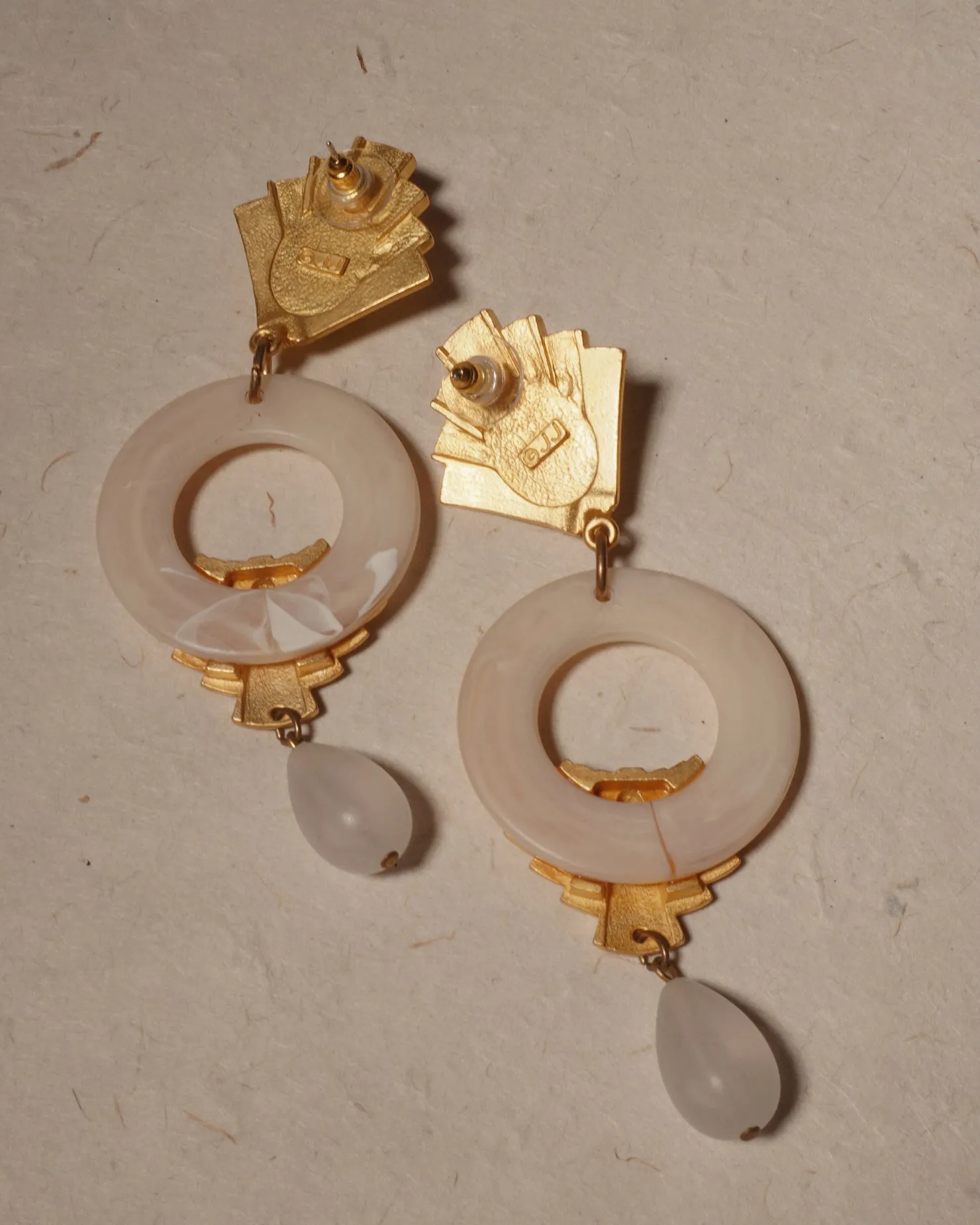 Vintage Frosted Lucite Drop Earrings