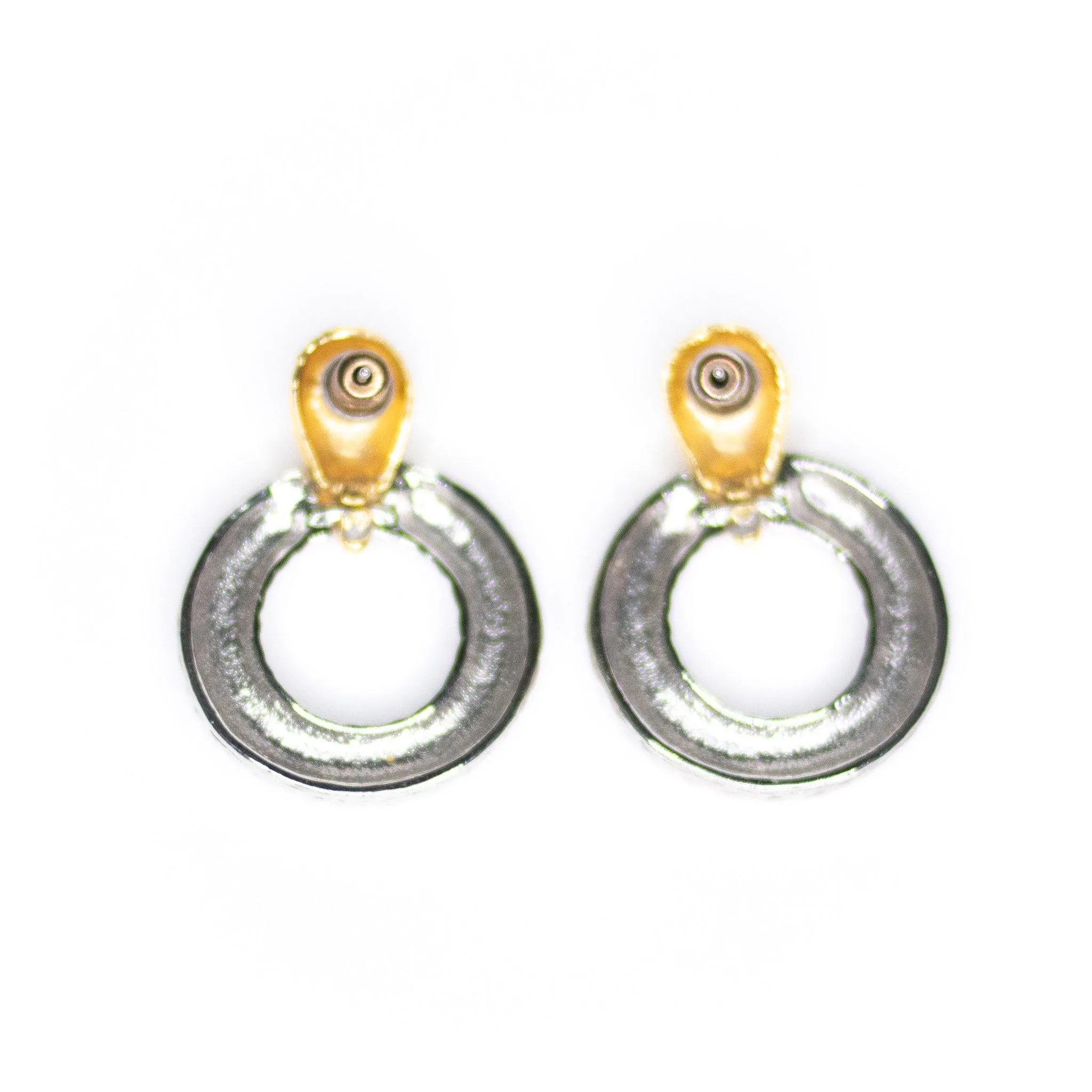 Vintage Gold and Silver Cable Doorknocker Earrings